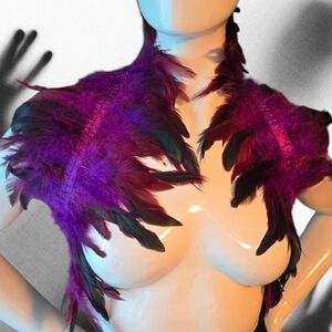 SET !! Gothic Feather Shoulder Wrap w Feather Wrist Wraps PG